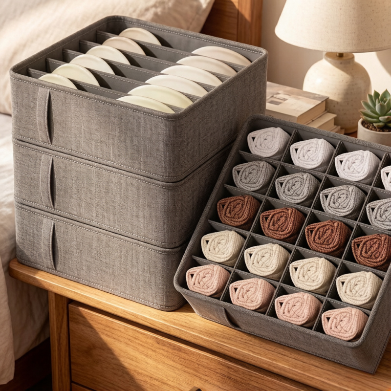 Sock Organizer Tray - Closet Underwear Organizer Storage Box, Drawer