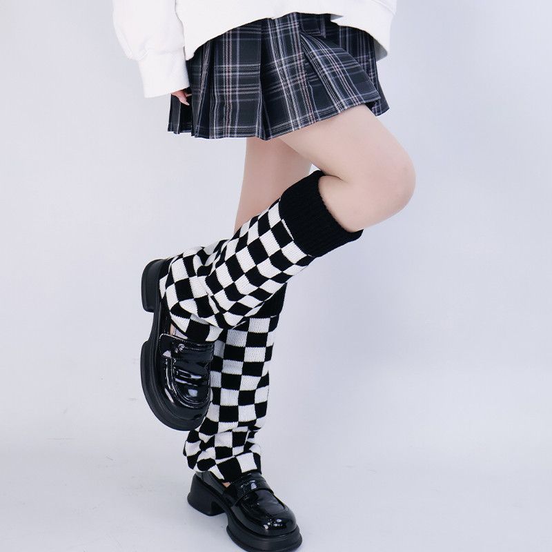 Black White Checkered Leg Warm - Boot Sock Slouchy 评论和价格
