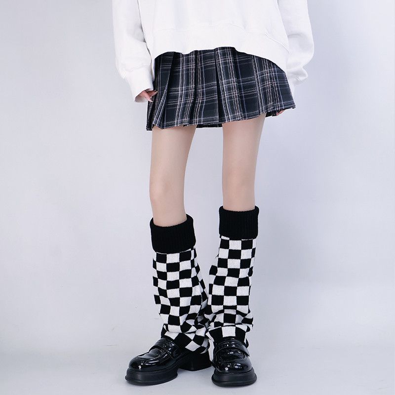Black White Checkered Leg Warm - Boot Sock Slouchy 评论和价格