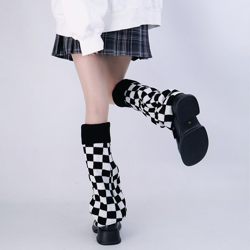Black White Checkered Leg Warm - Boot Sock Slouchy 评论和价格