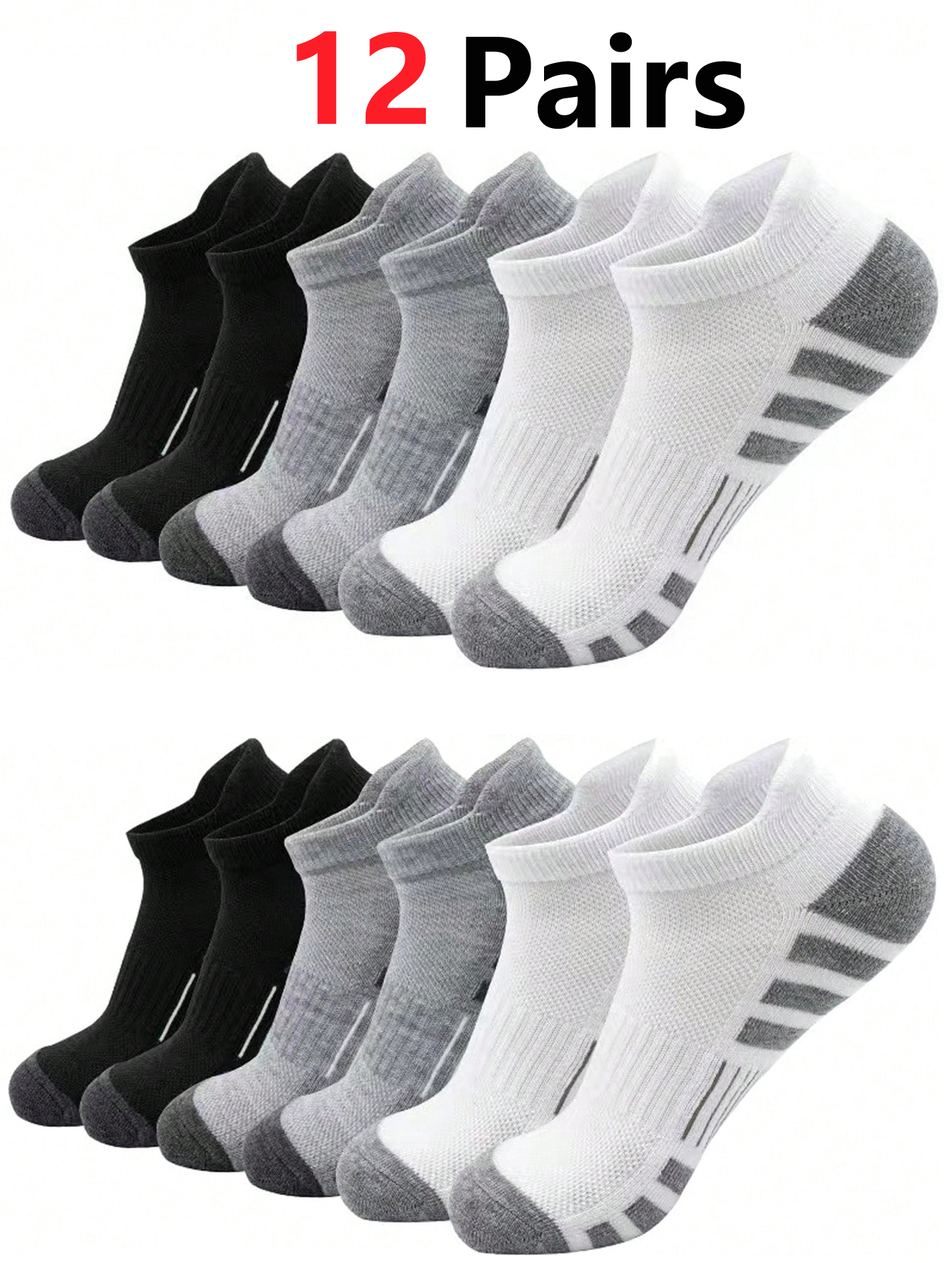 12 Pairs Cushioned Breathable  - Athletic Sock Cushion 评论和价格