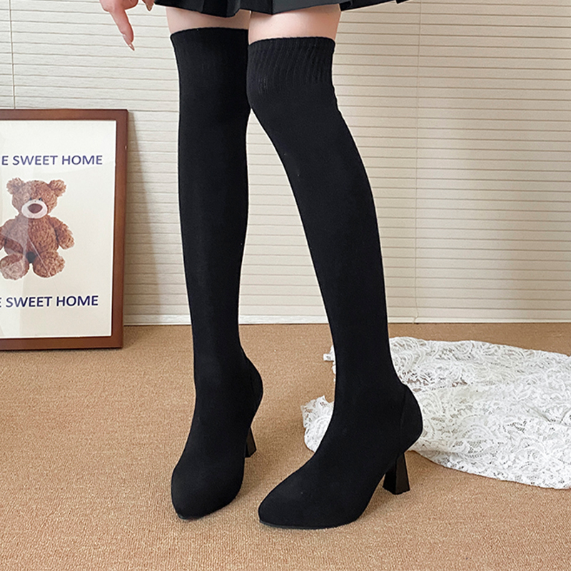 High Heels Women's Sock Boots  - Knee High Sock Women 评论和价格