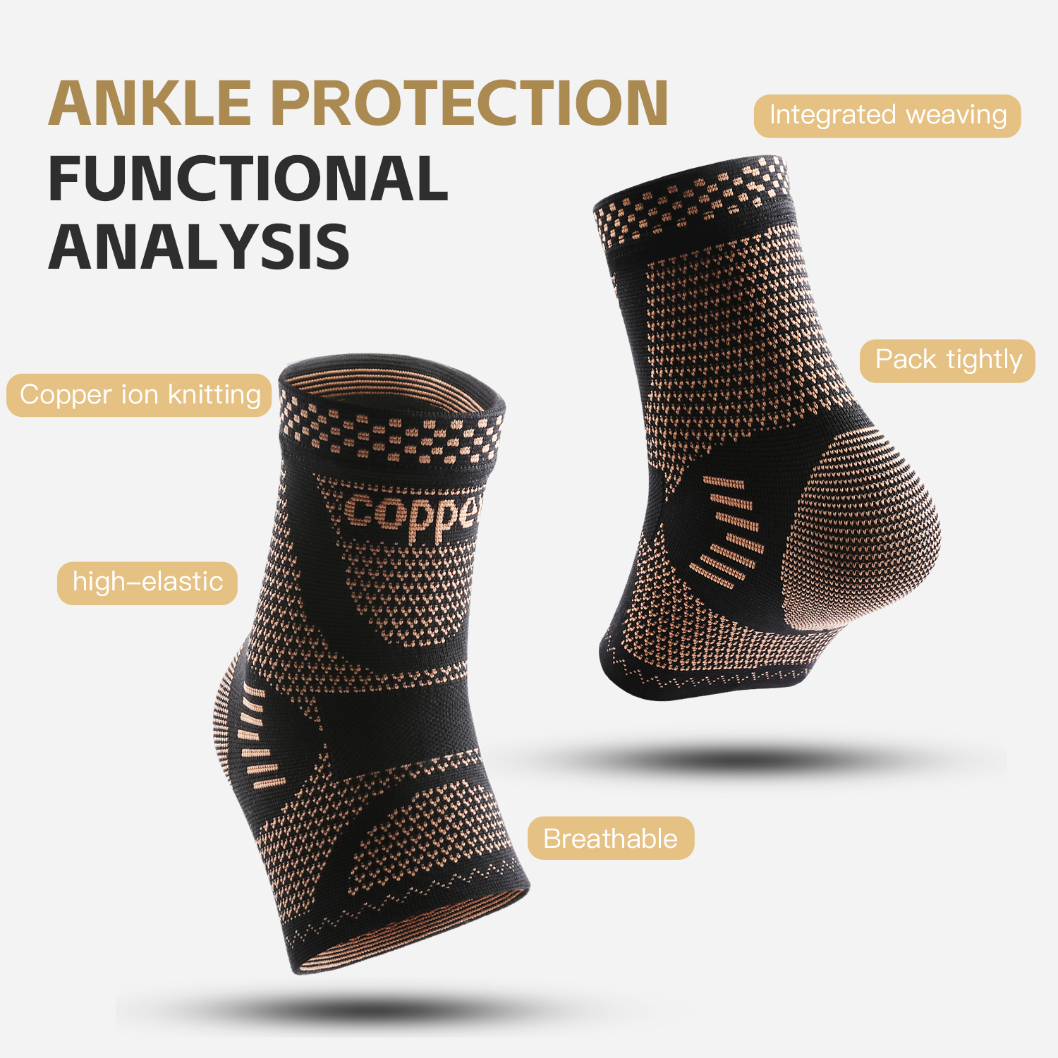 1/2 piece Copper Ankle Brace,I - Ankle Brace Sock 评论和价格
