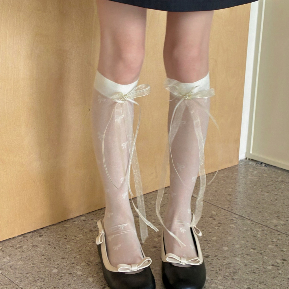 Sweet Bow Lace Sunscreen Calf  - Silk Sock Bamboo 评论和价格
