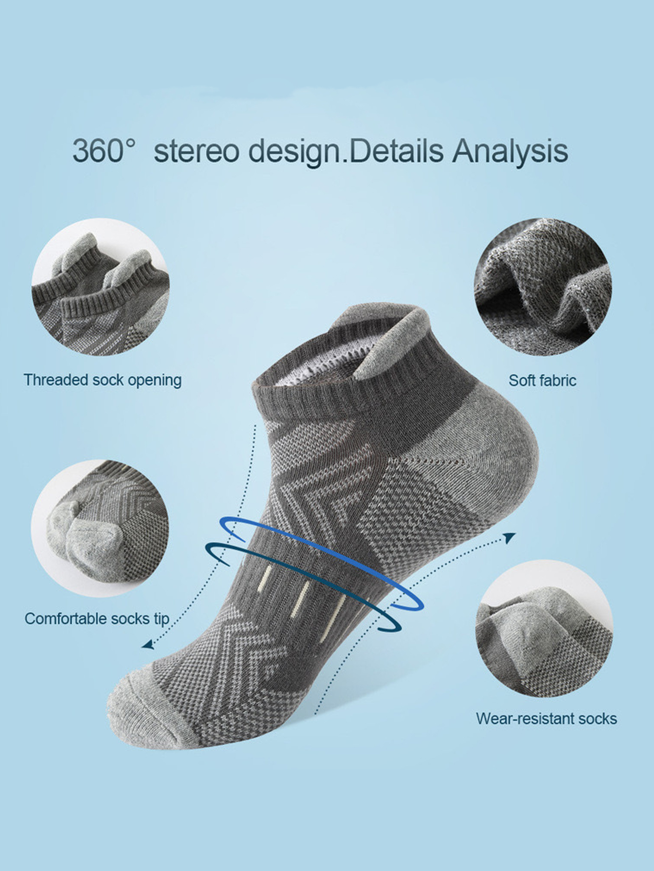 6Pairs Men's Arrow Print Ankle - Athletic Sock Cushion 评论和价格