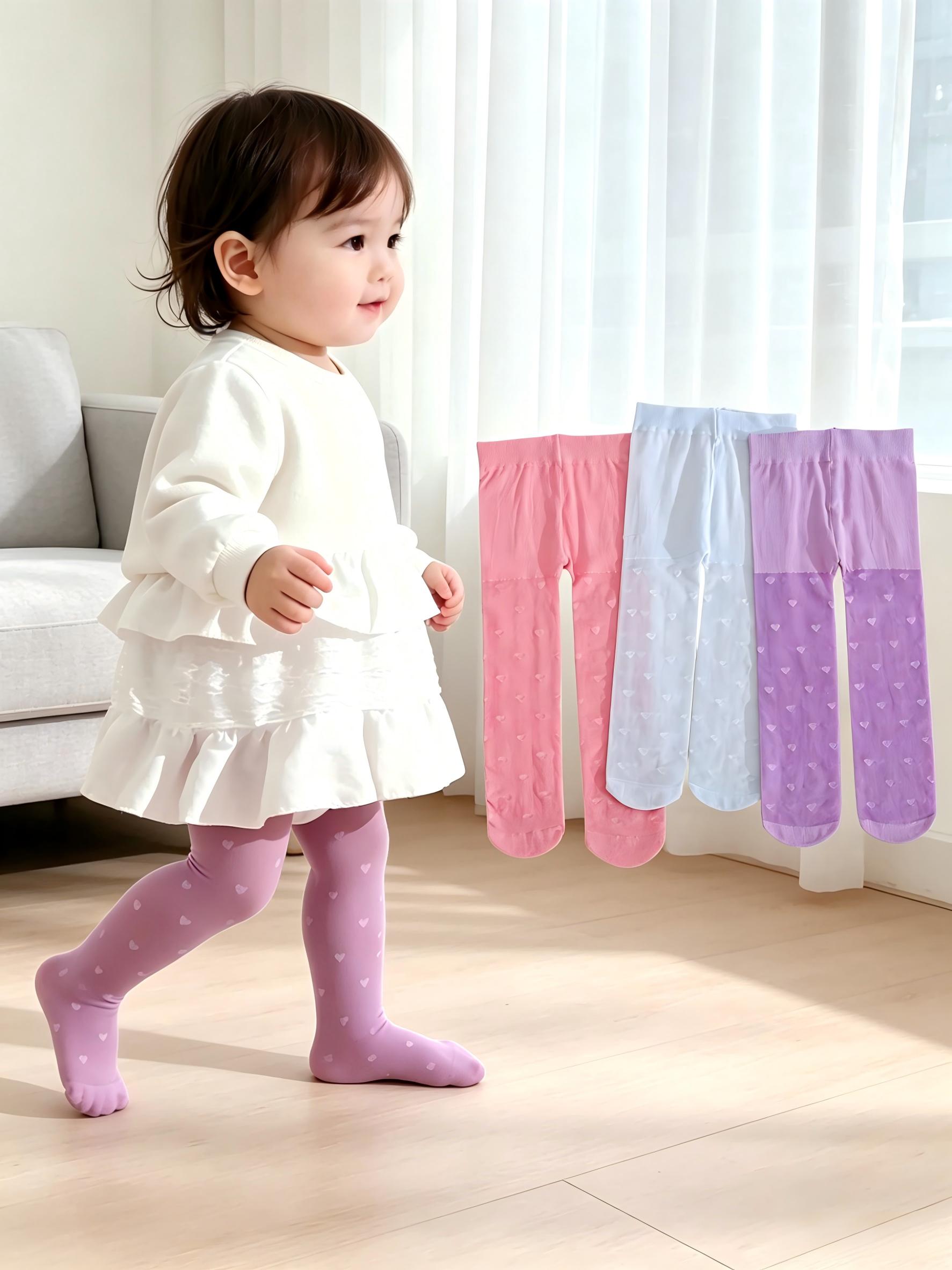 3PCS Toddler Girls Heart Print - Tights Pantyhose Sheer 评论和价格