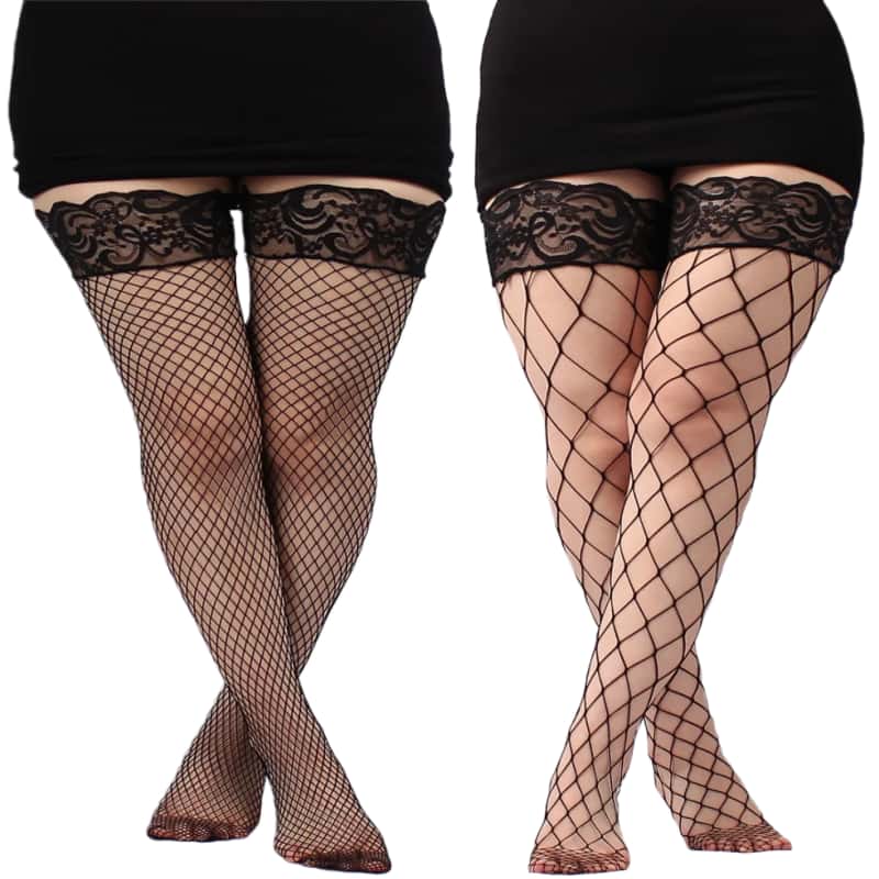 FREEAUCE Plus Size Hollow Mesh - Thigh High Sock Stay Up 评论和价格