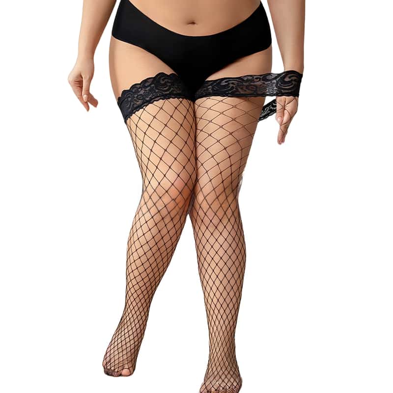 FREEAUCE Plus Size Hollow Mesh - Thigh High Sock Stay Up 评论和价格